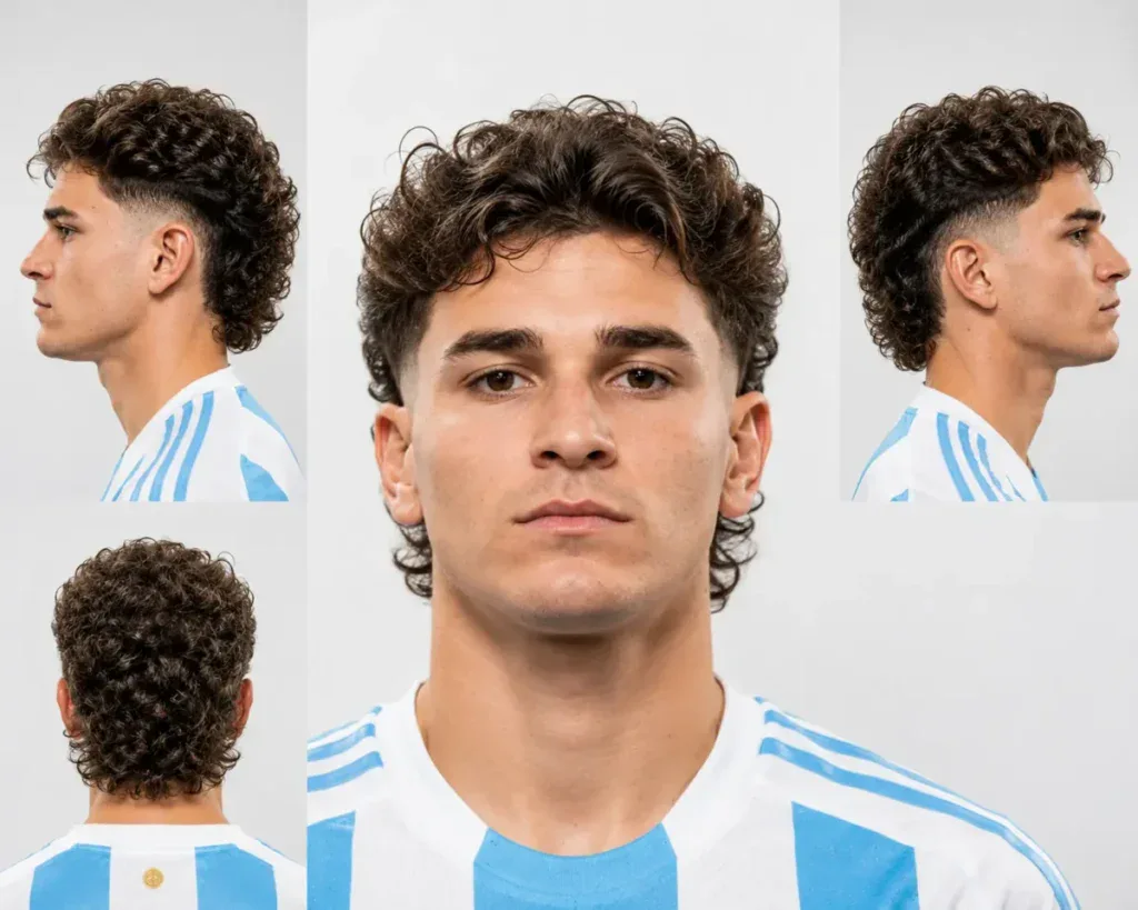 Julian Alvarez curly mullet haircut